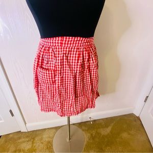 Vintage handmade red & white checkered pattern half apron